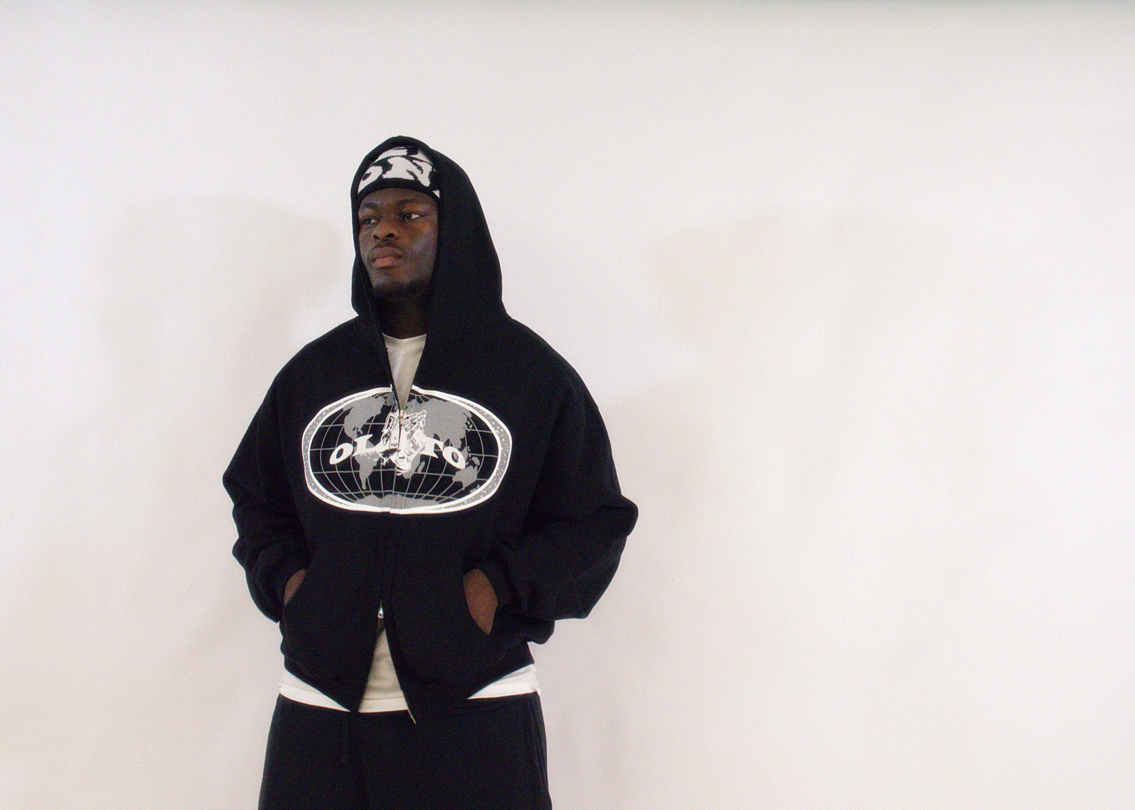 olato black doublezipper hoodie