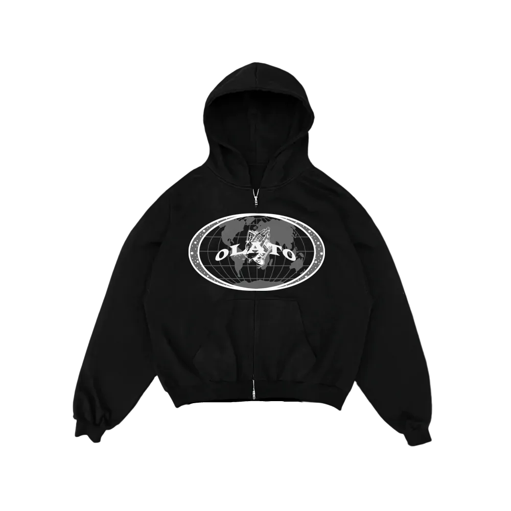 olato black doublezipper hoodie